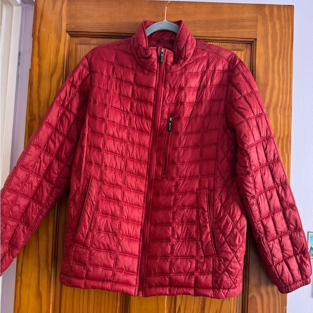 Chester Peck Puffer Jacket Mens Large Red Full Zip Soft Winter Outdoor (Details)